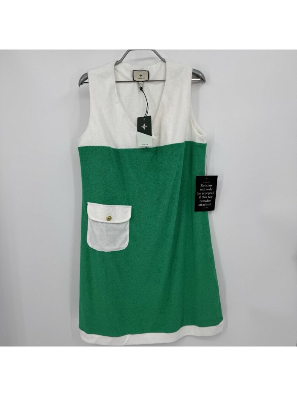 Tuckernuck Green and White Colorblock Terrycloth Kelly Mini Dress size XL NWT